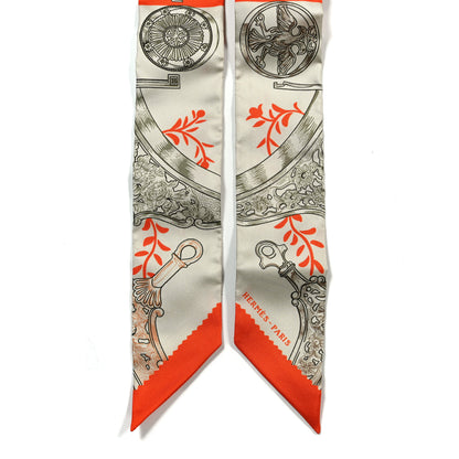 Hermes Silk Etriers Remix Twilly Verveine Orange Kaki 2 of 4