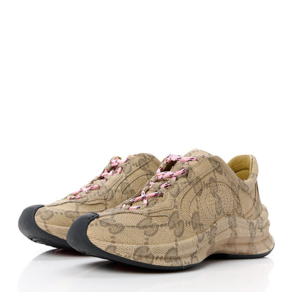 Gucci Ultralight Plume Calfskin Monogram Printed Womens Gucci Run Sneakers 35 Beige Ebony 3 of 10
