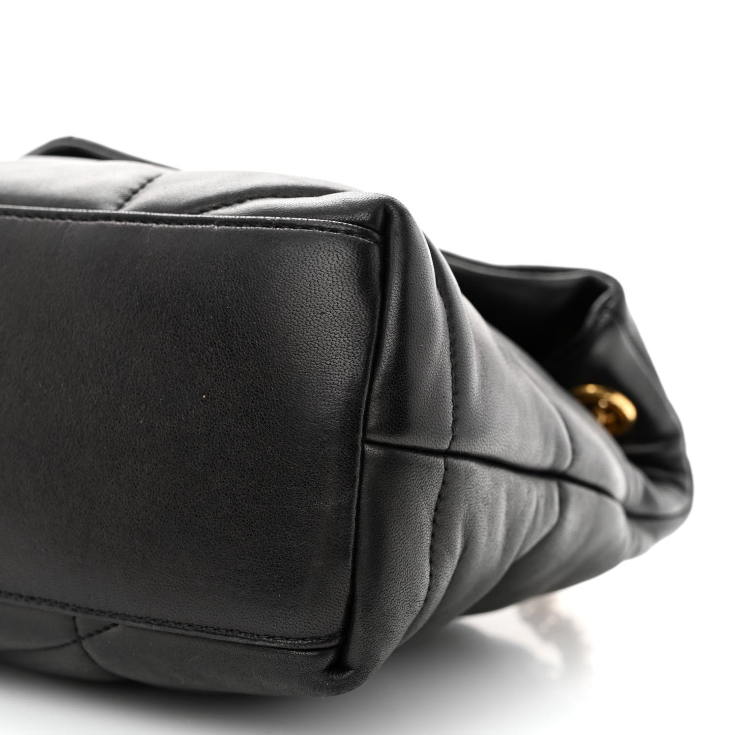Lambskin Quilted Small Loulou Puffer Monogram Chain Tote Black
