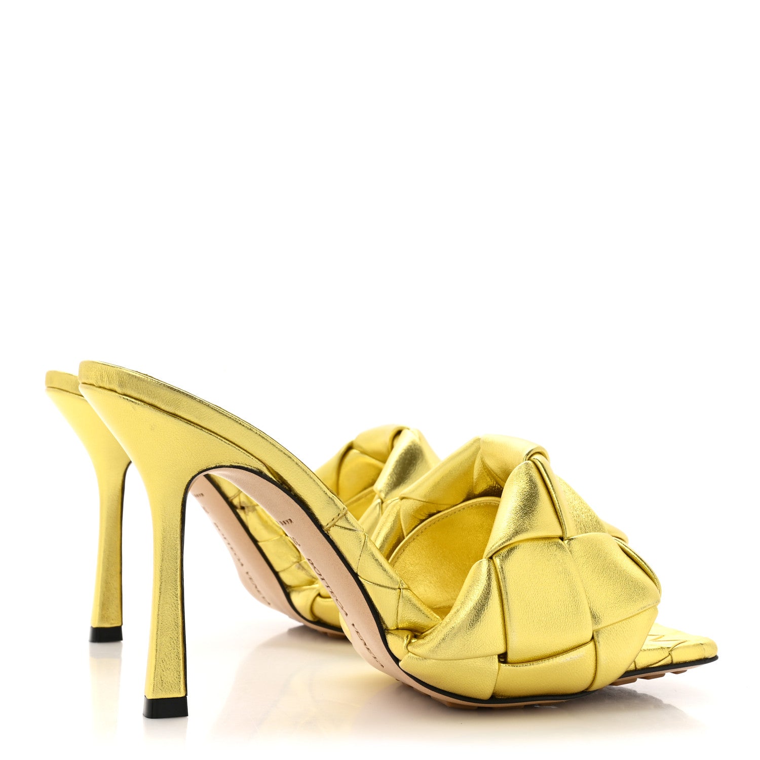 Bottega Veneta Metallic Nappa Maxi Reflection Weave Lido 90mm Mule Sandals 38 Gold 4 of 8