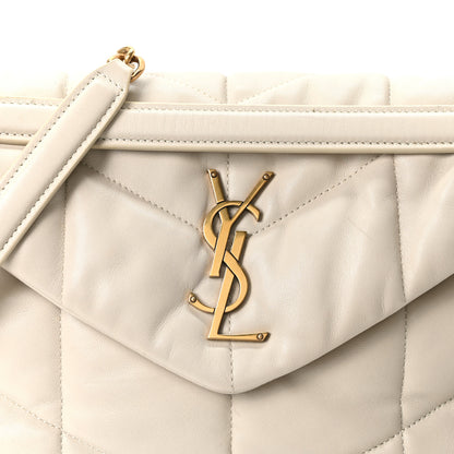 Saint Laurent Lambskin Quilted Small Loulou Puffer Monogram Chain Satchel Blanc Vintage Blanc Vintage 8 of 10