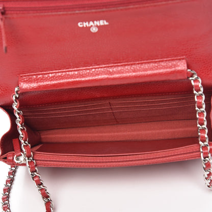 Chanel Caviar Quilted Wallet on Chain WOC Red 5 of 9