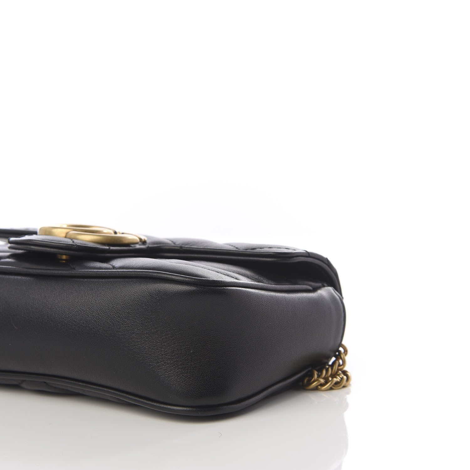 Gucci Calfskin Matelasse Super Mini GG Marmont Shoulder Bag Black 9 of 10