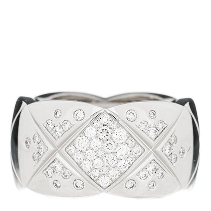 Chanel 18K White Gold Diamond Large Coco Crush Ring 52 6 1 of 7