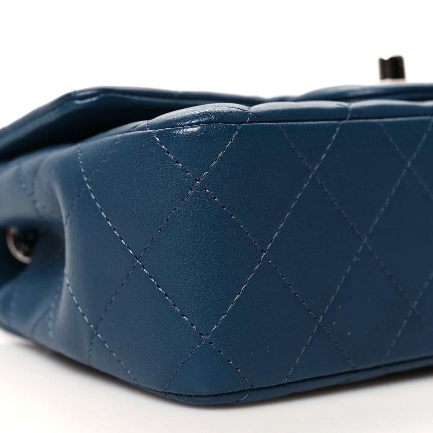 Lambskin Quilted Mini Rectangular Flap Blue