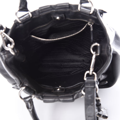 Prada Soft Calfskin Pleated Tote Black 5 of 26
