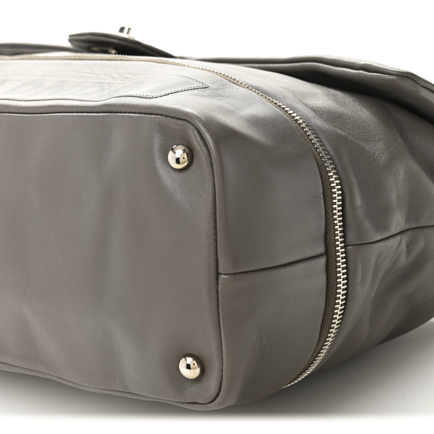 Calfskin Large Expandable Paris London Flap Bag Grey