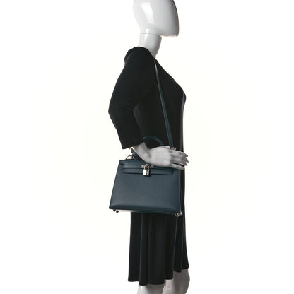 Hermes Madame Calfskin Verso Kelly Sellier 25 Vert Bosphore Sienne 2 of 10