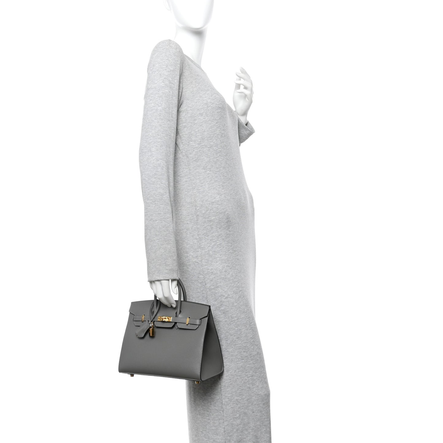 Madame Calfskin Birkin Sellier 25 Gris Meyer