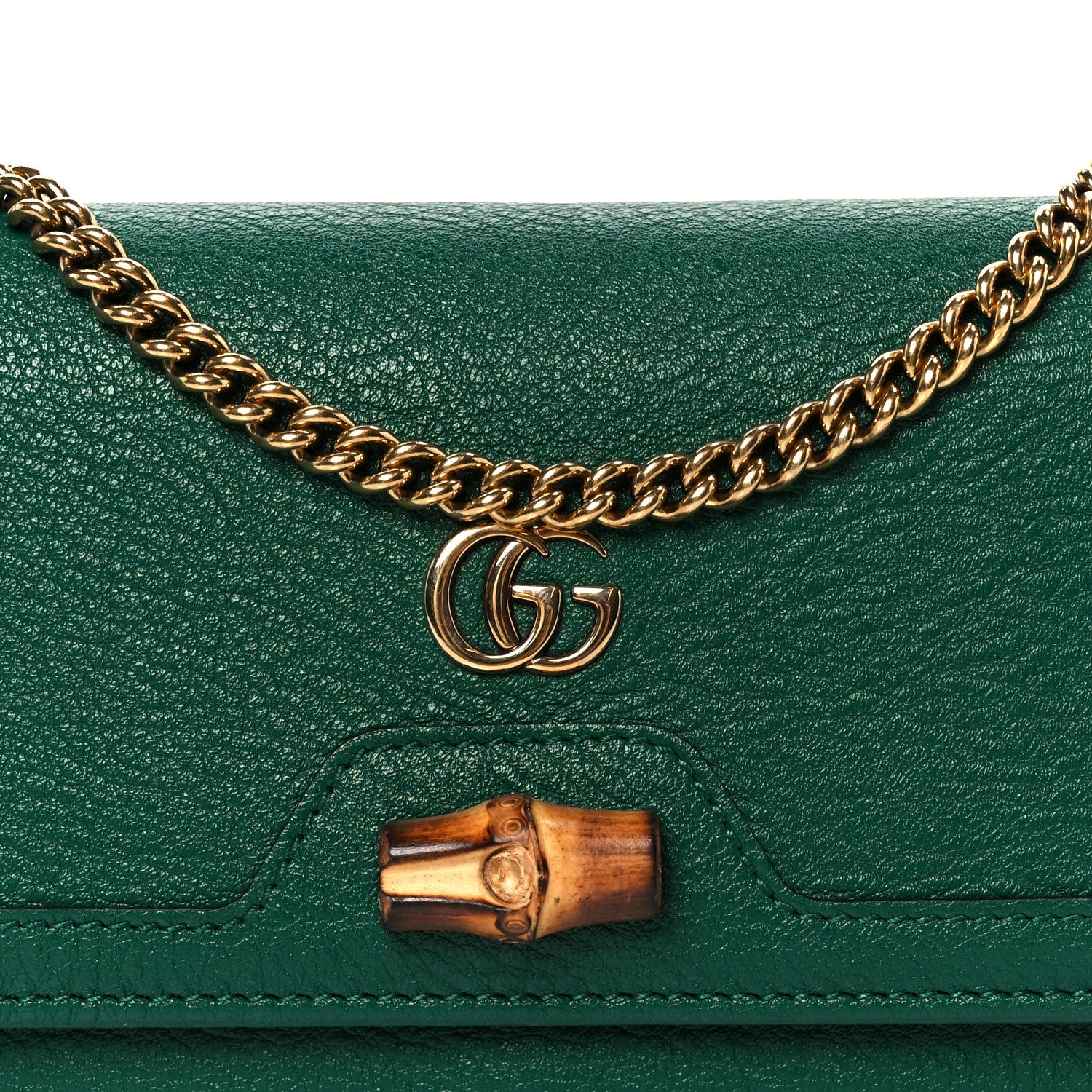 Gucci Wonka Grain Calfskin Diana Chain Wallet Black 8 of 10