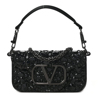 Valentino Garavani Crystal Nappa Monochrome Vlogo Small Loco Shoulder Bag Black 1 of 8