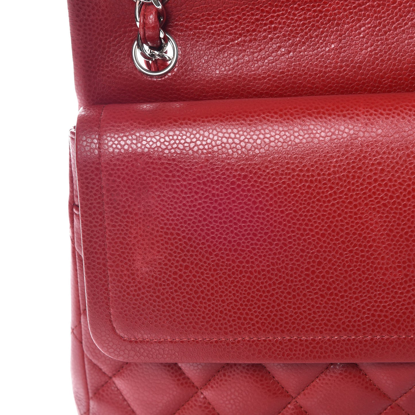 Caviar Quilted Jumbo Double Flap Red