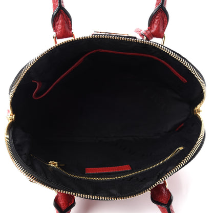 Burberry Heritage Grain Check Embossed Small Orchard Bowling Bag Military Red 5 of 11