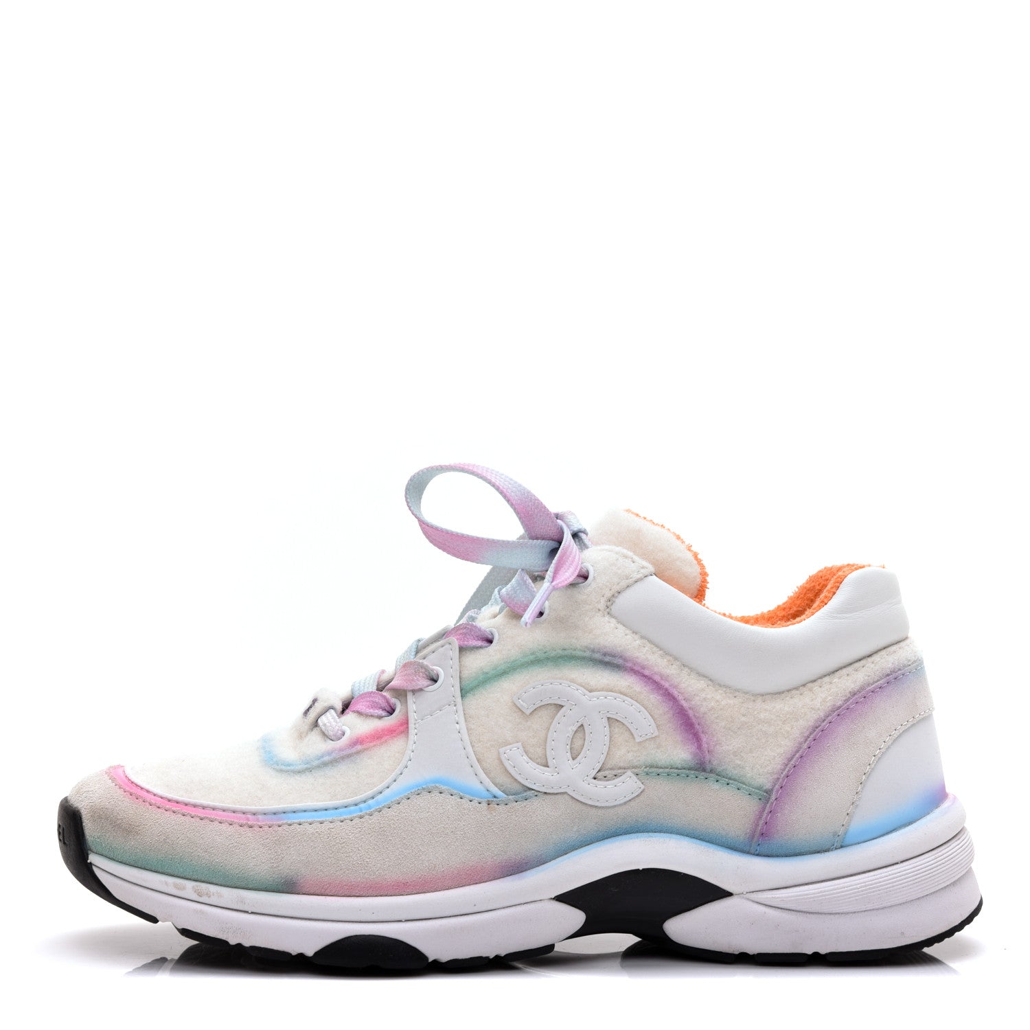 Chanel Wool Suede Calfskin CC Sneakers 37 Multicolor 1 of 9