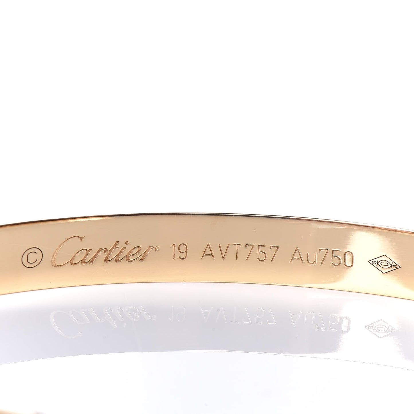 18K Yellow Gold LOVE Cuff Bracelet 19