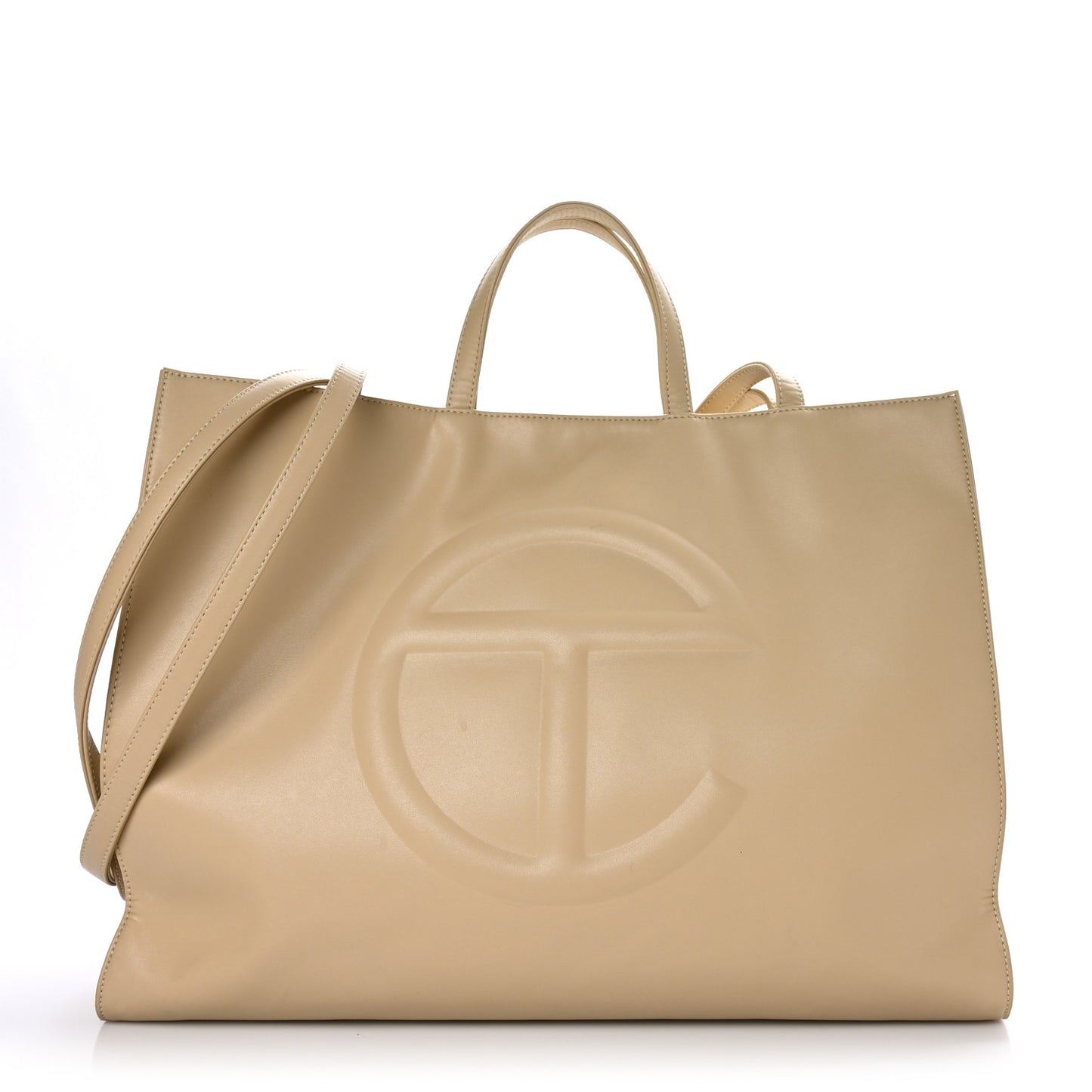 Vegan Leather Large Shopping Bag Cream