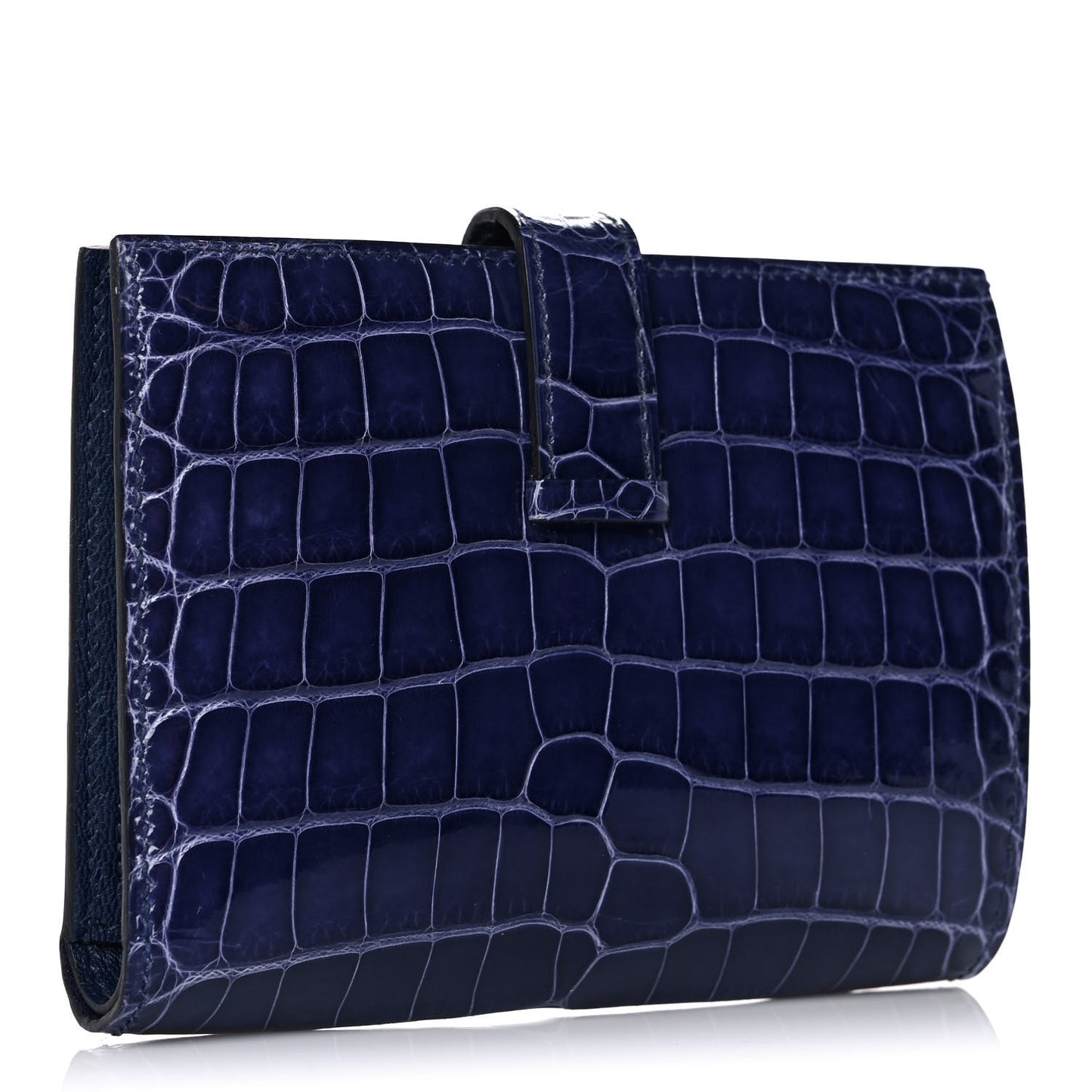 Shiny Alligator Bearn Compact Wallet Bleu Electrique