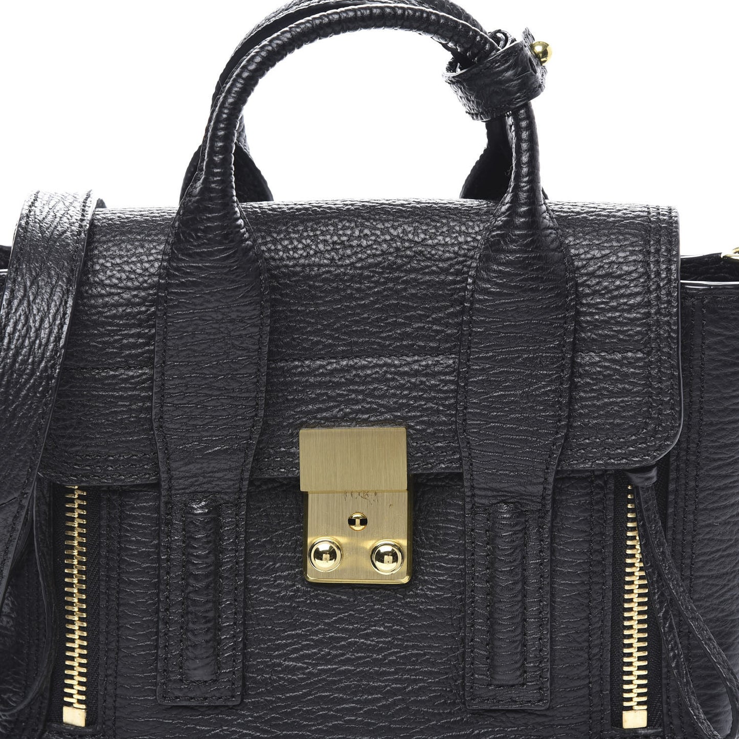 3.1 Textured Calfskin Mini Pashli Satchel Black