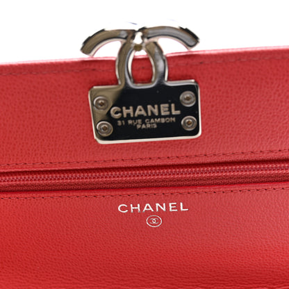 Chanel Grained Calfskin Quilted CC Box Wallet On Chain WOC Pink 6 of 10
