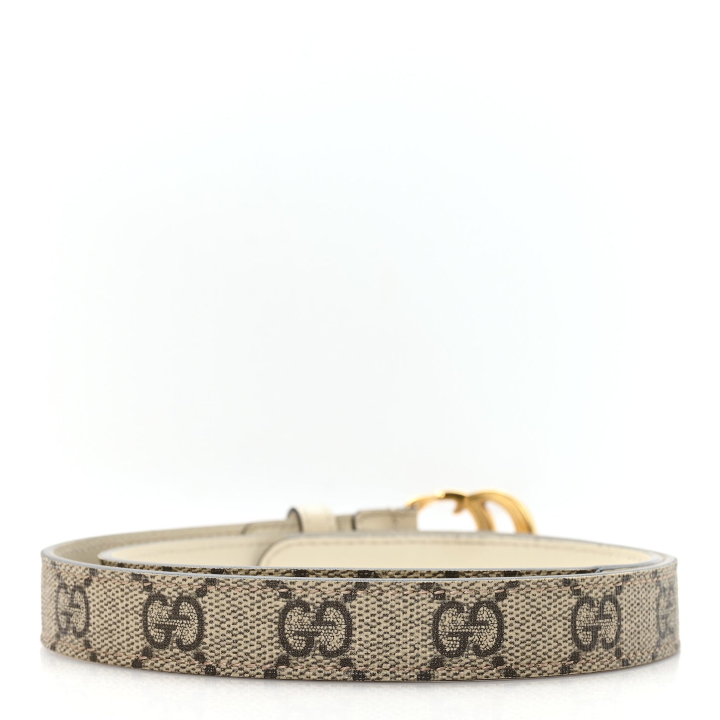 GG Supreme Monogram Matte Plutone Calfskin Double G 20mm Belt 75 30 Beige White New Acero
