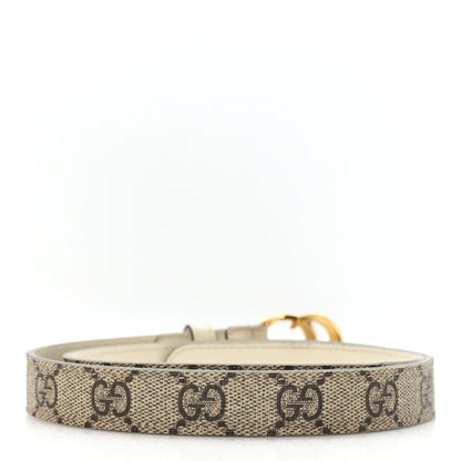 Gucci GG Supreme Monogram Matte Plutone Calfskin Double G 20mm Belt 75 30 Beige White New Acero 2 of 4