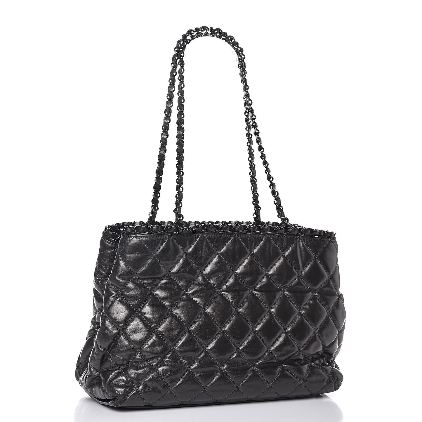 Calfskin Quilted Small Chain Me Tote Dark Grey