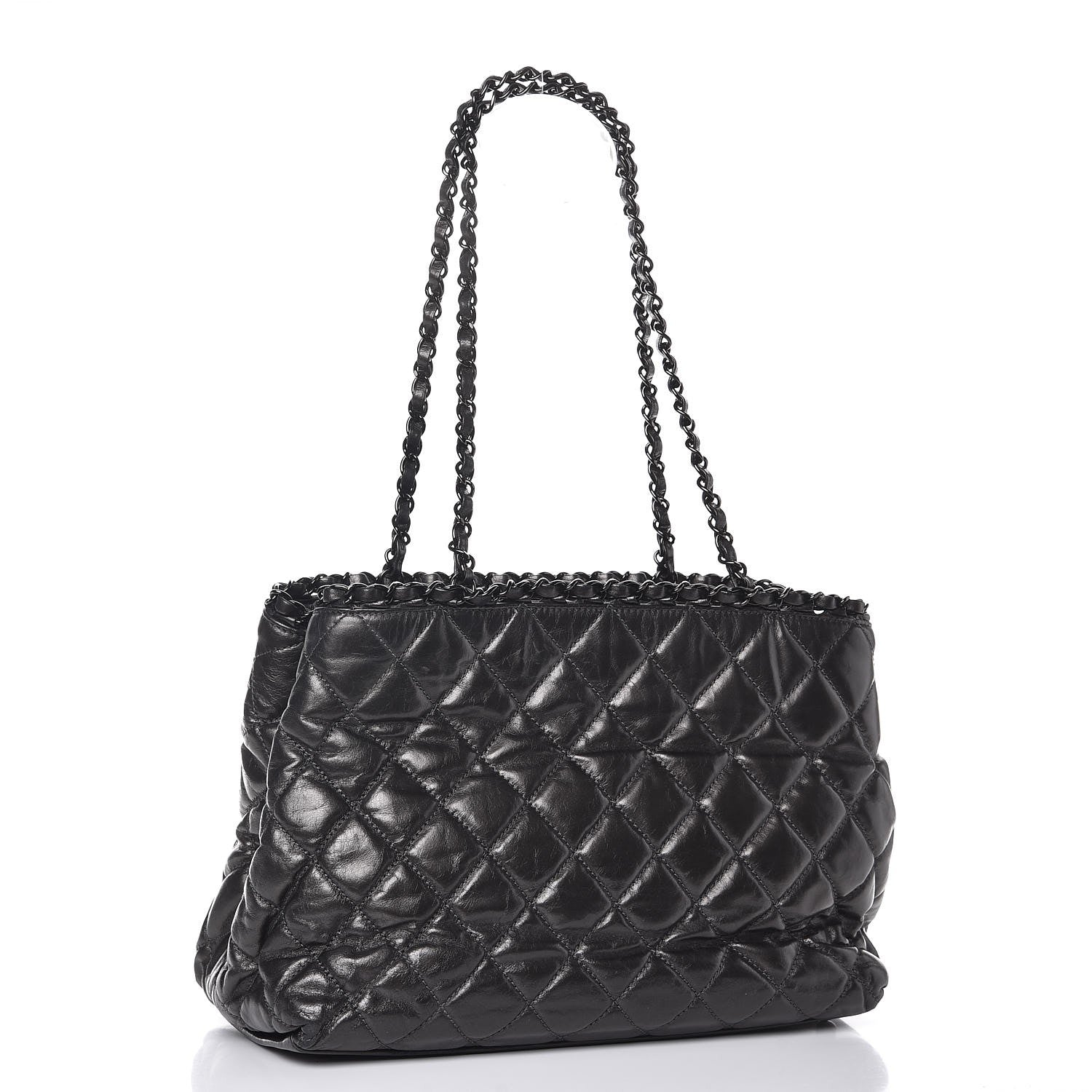 Chanel Calfskin Quilted Small Chain Me Tote Dark Grey 3 of 9