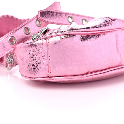 Balenciaga Metallic Agneau Arena Crystal Le Cagole Shoulder Bag XS Met Pink 9 of 10