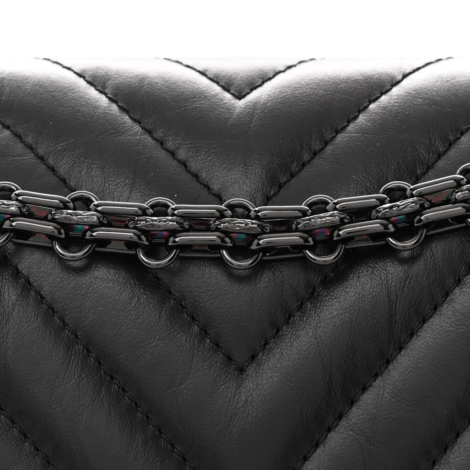 Chanel Aged Calfskin Chevron Quilted 2.55 Reissue 225 Flap So Black 8 of 11