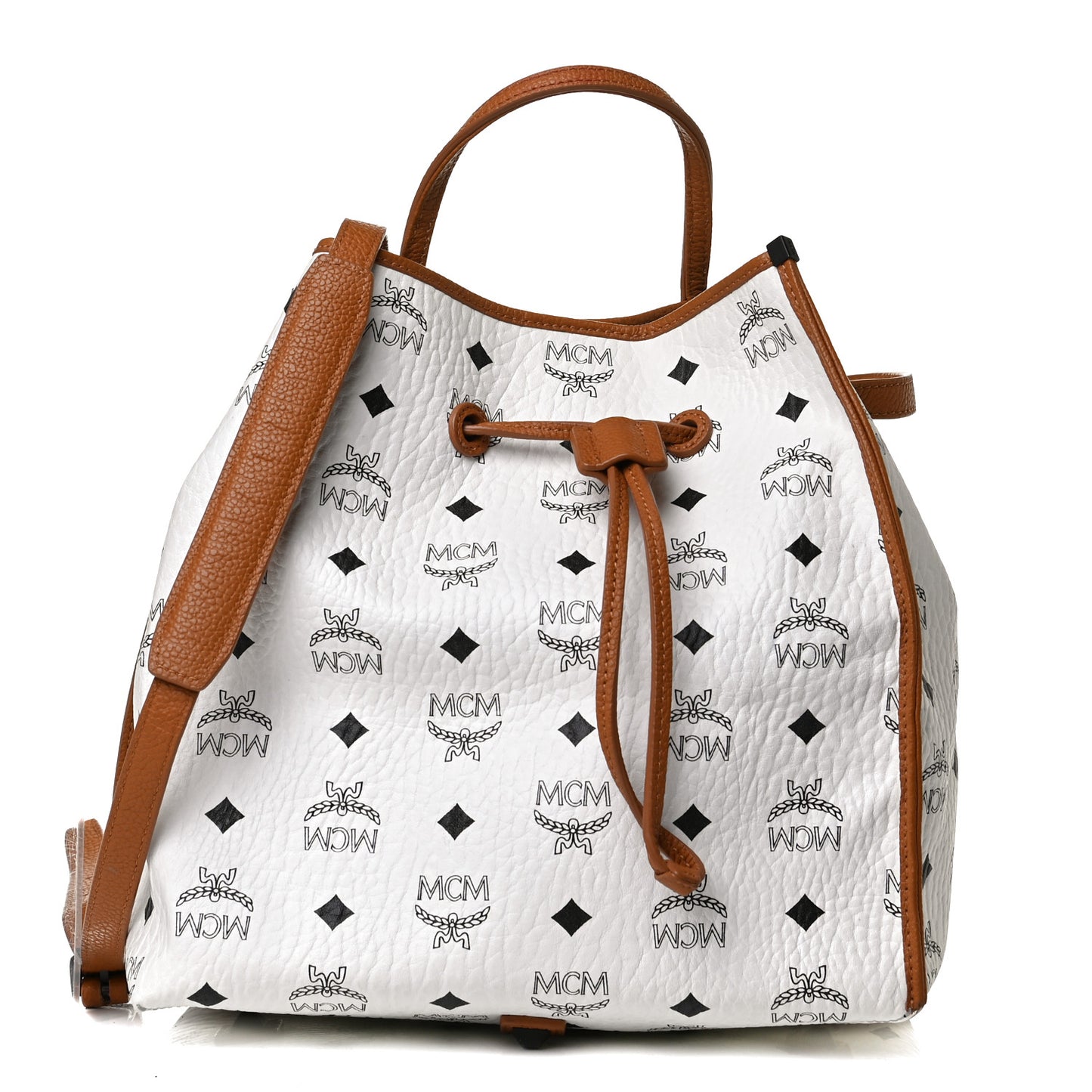 Visetos Drawstring Bucket Bag White