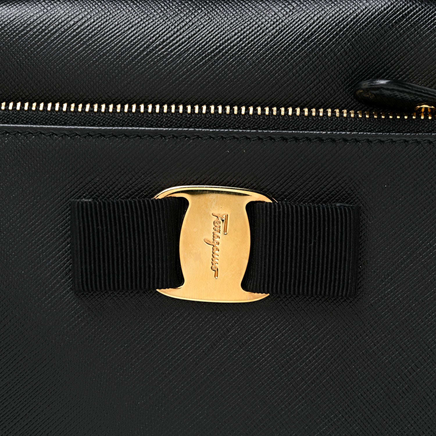 Salvatore Ferragamo Hammered Calfskin Lydia Bow Camera Bag Black 7 of 10