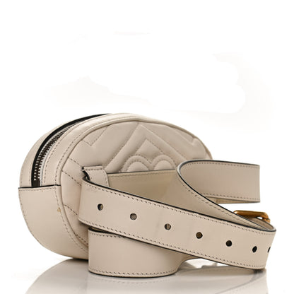 Gucci Calfskin Matelasse Animal Studs GG Marmont Belt Bag 95 38 White 2 of 12