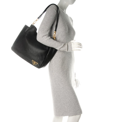 Prada Vitello Daino Side Pocket Hobo Nero Black 2 of 9