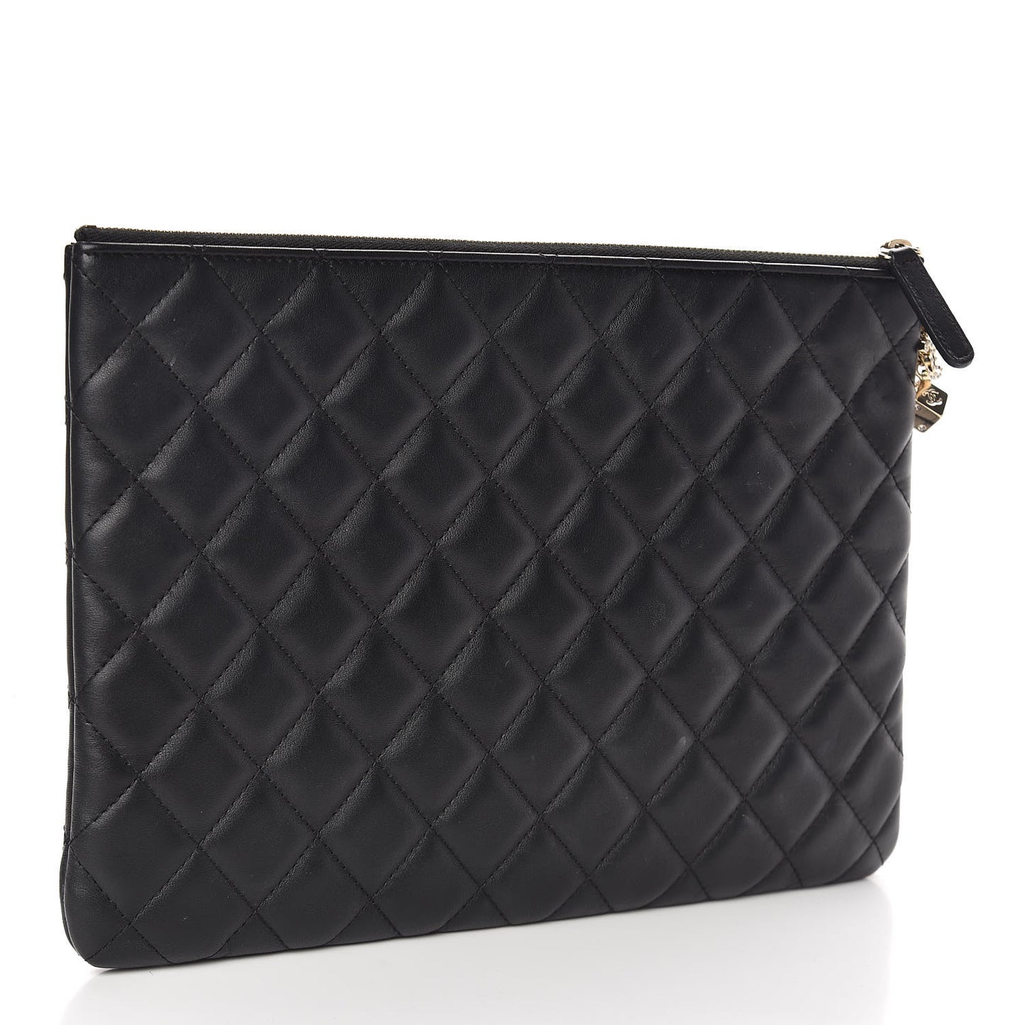 Lambskin Quilted Medium Casino Beauty CC Cosmetic Case Black