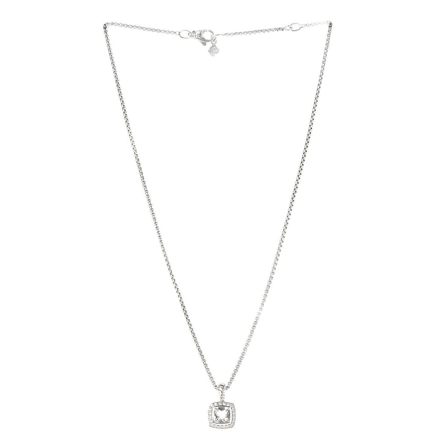 Sterling Silver Diamond White Topaz 7mm Petite Albion Pendant Necklace