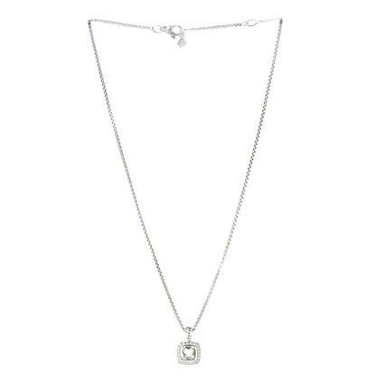 David Yurman Sterling Silver Diamond White Topaz 7mm Petite Albion Pendant Necklace 3 of 7