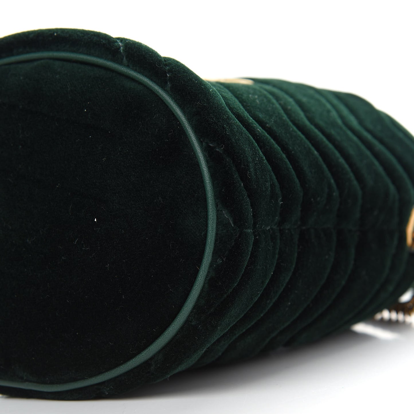Velvet Matelasse Mini GG Marmont 2.0 Bucket Bag Dark Green