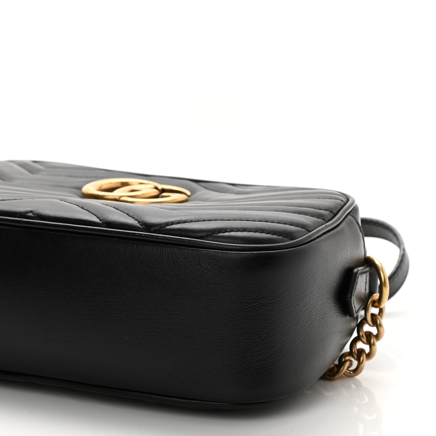 Gucci Calfskin Matelasse Small GG Marmont Chain Shoulder Bag Black 6 of 8