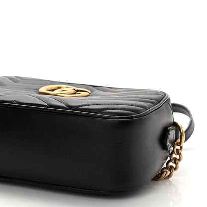Gucci Calfskin Matelasse Small GG Marmont Chain Shoulder Bag Black 6 of 8