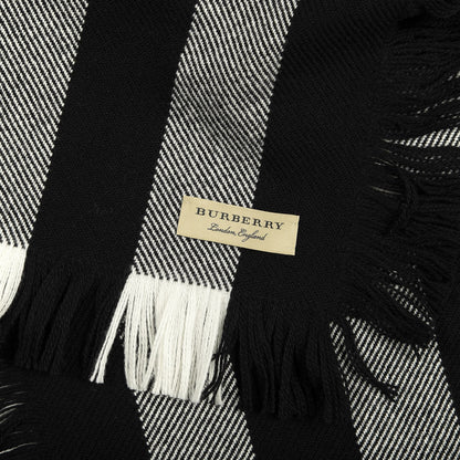 Burberry Wool Half Mega Check Fringe Scarf Black 3 of 3