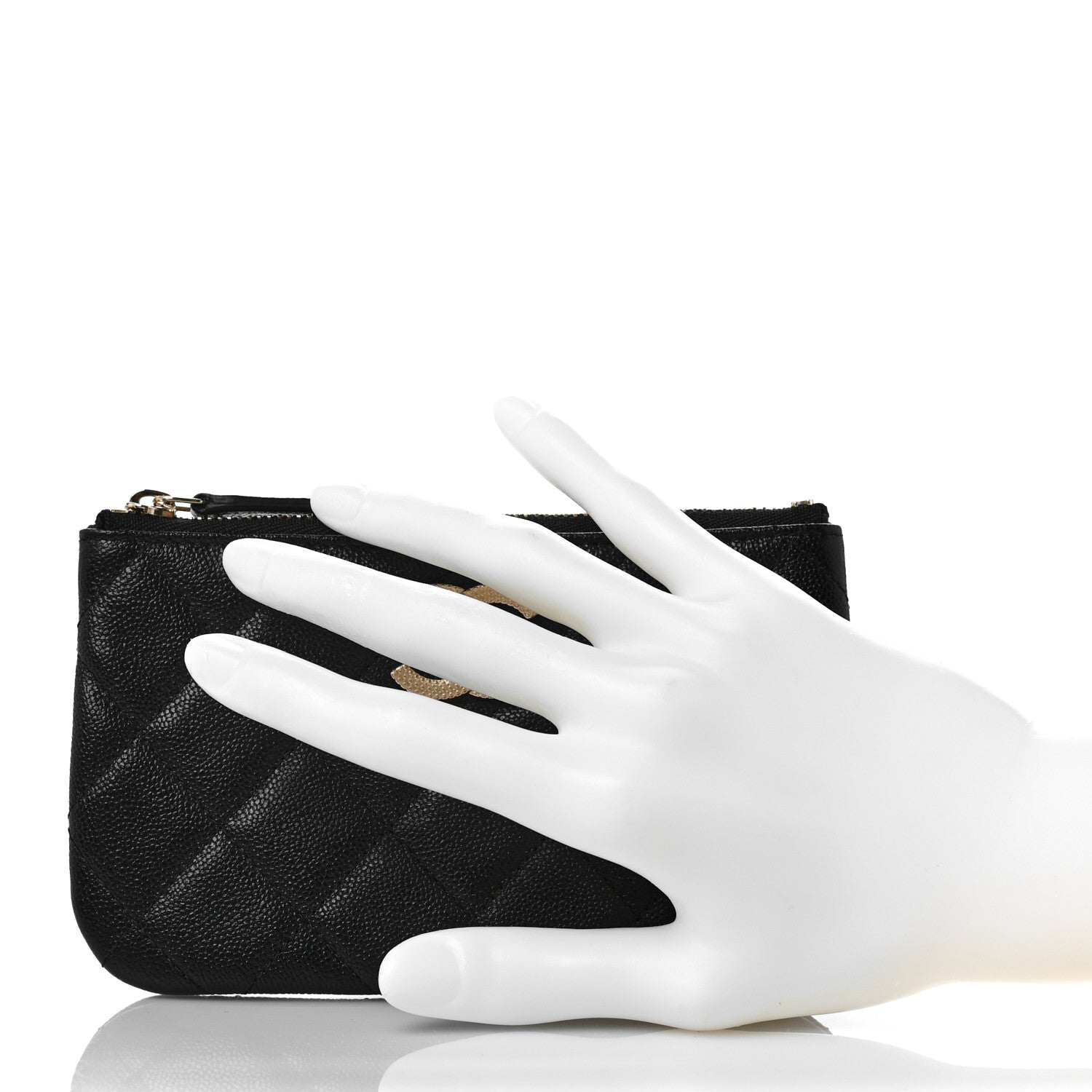 Chanel Caviar Quilted Studded CC Small Cosmetic Case Black 2 of 8