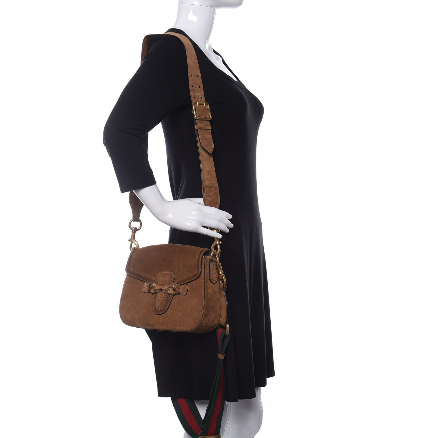 Suede Medium Lady Web Shoulder Bag New Marron