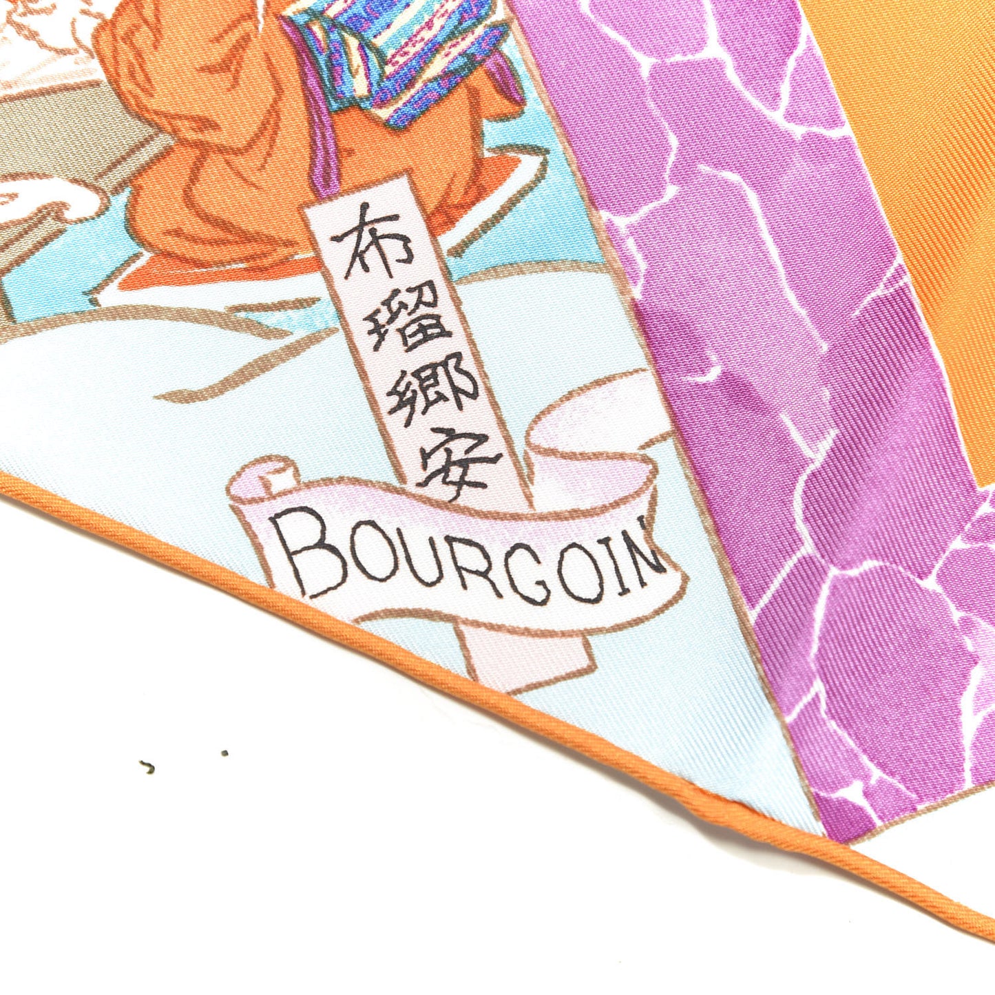 Silk Les Artisans D'Scarf 90 Orange Ciel Fuchsia