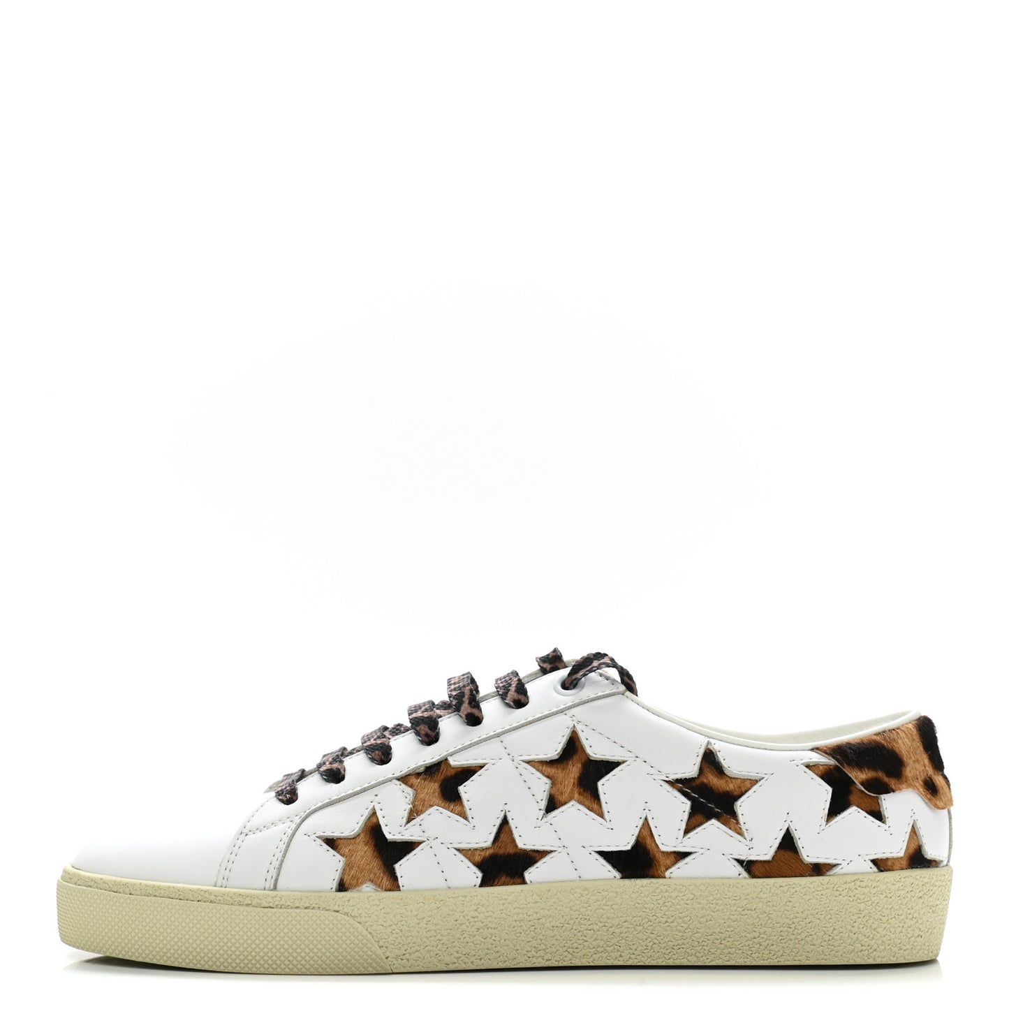 Calfskin Pony Hair Star Court Sneakers 38 White
