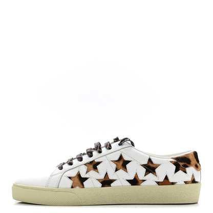 Saint Laurent Calfskin Pony Hair Star Court Sneakers 38 White 1 of 8