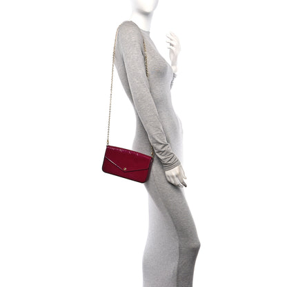 Louis Vuitton Vernis Felicie Chain Wallet Magenta 2 of 10
