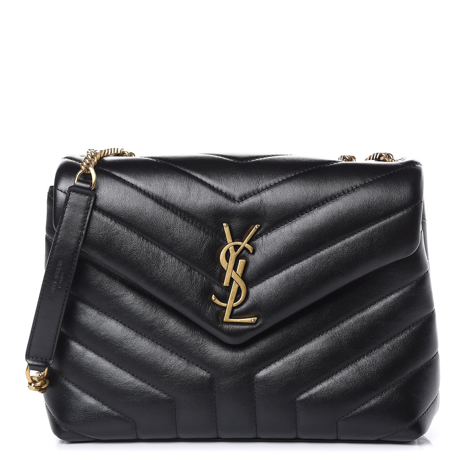 Saint Laurent Calfskin Y Quilted Monogram Small Loulou Chain Satchel Black 1 of 10