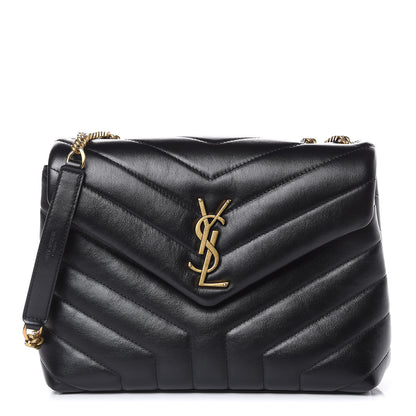 Saint Laurent Calfskin Y Quilted Monogram Small Loulou Chain Satchel Black 1 of 10