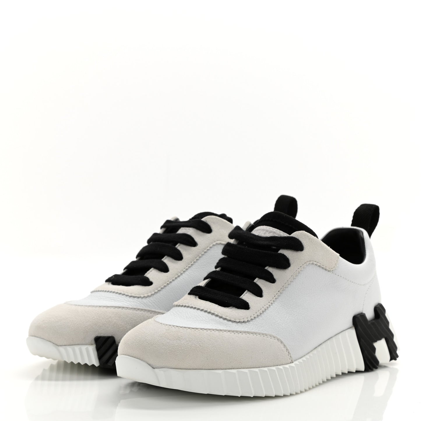 Goatskin Suede Goatskin Bouncing Sneakers 35 White Black