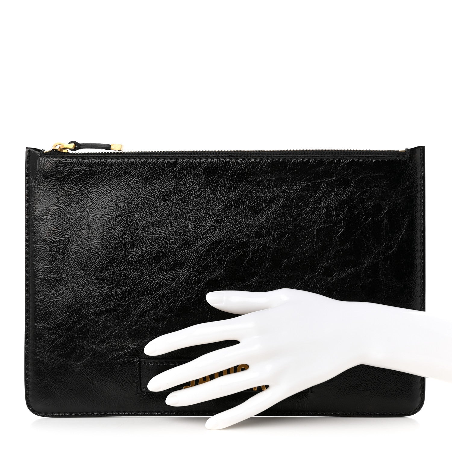 Christian Dior Crinkled Calfskin J'Adior Flat Clutch Black 2 of 9